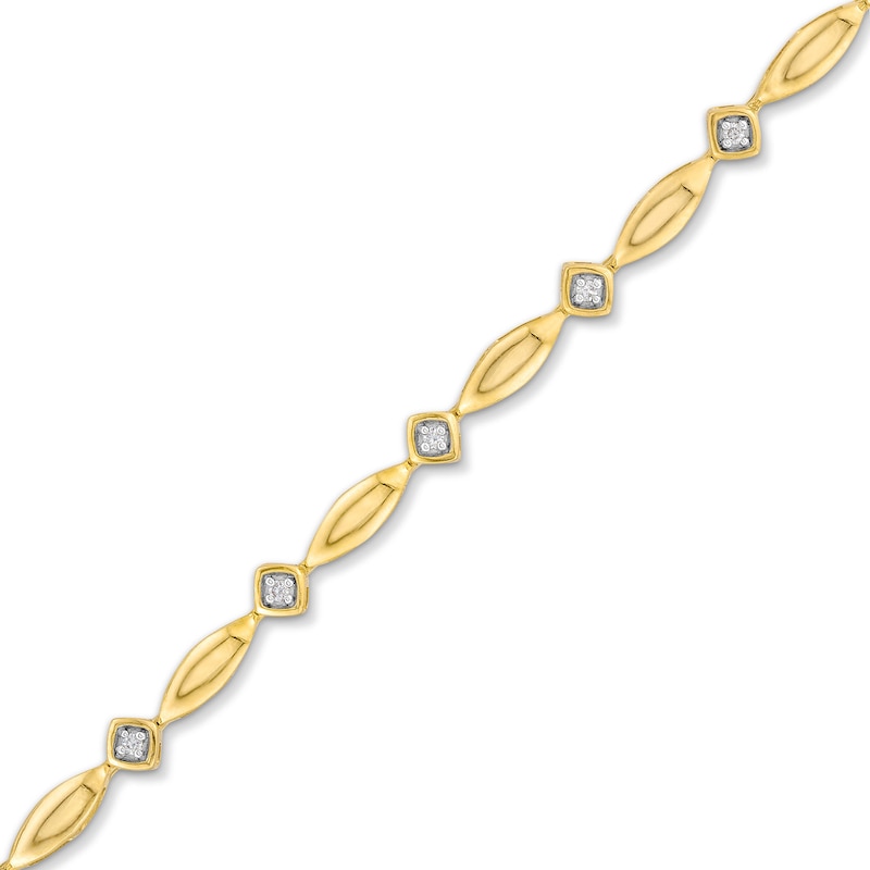 1/10 CT. T.W. Diamond Marquise Link Alternating Line Bracelet in Sterling Silver with 10K Gold Plate
