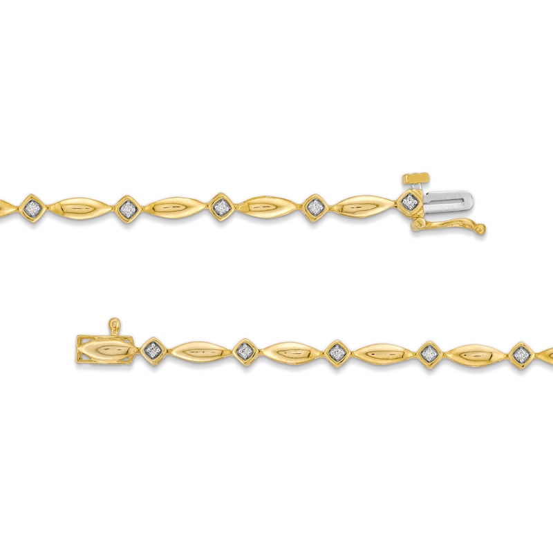 1/10 CT. T.W. Diamond Marquise Link Alternating Line Bracelet in Sterling Silver with 10K Gold Plate