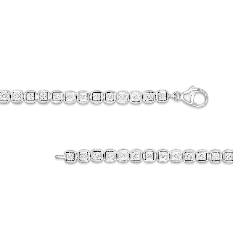 1/4 CT. T.W. Diamond Square-Shaped Link Line Bracelet in Sterling Silver - 8"