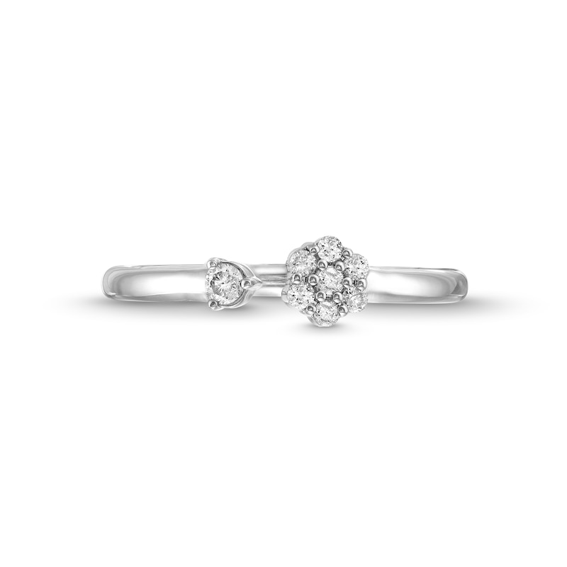 1/6 CT. T.W. Diamond Open Flower Ring in Sterling Silver