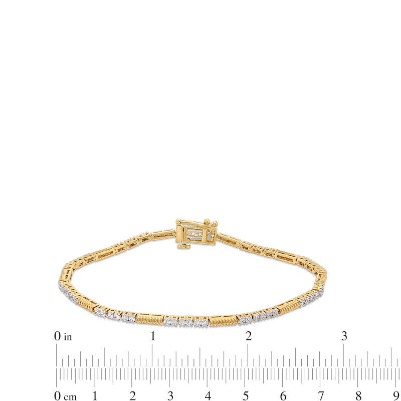 1 CT. T.W. Diamond Beaded Bar Alternating Bracelet in 10K Gold