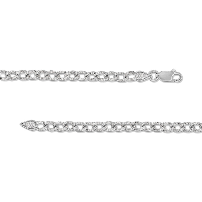 1-1/4 CT. T.W. Diamond Curb Chain Bracelet in 10K White Gold - 7.25"