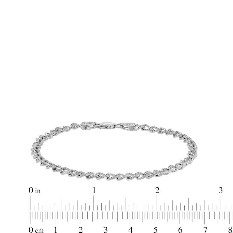 1-1/4 CT. T.W. Diamond Curb Chain Bracelet in 10K White Gold - 7.25"