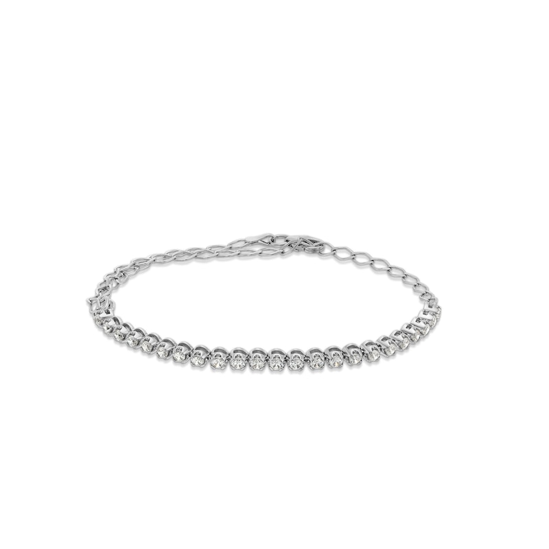 1 CT. T.W. Diamond Double Curb Chain Bracelet in 10K White Gold - 9"