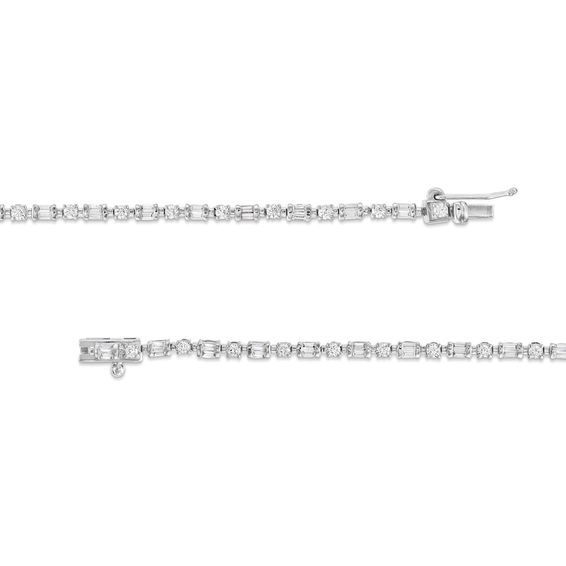 1 CT. T.W. Baguette and Round Diamond Alternating Line Bracelet in 10K White Gold