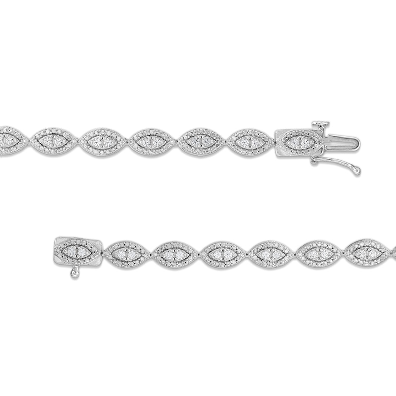 1 CT. T.W. Diamond Marquise Link Bracelet in Sterling Silver - 7.25"