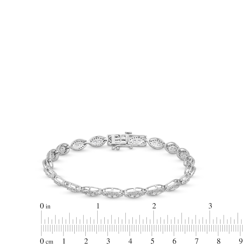 1 CT. T.W. Diamond Marquise Link Bracelet in Sterling Silver - 7.25"