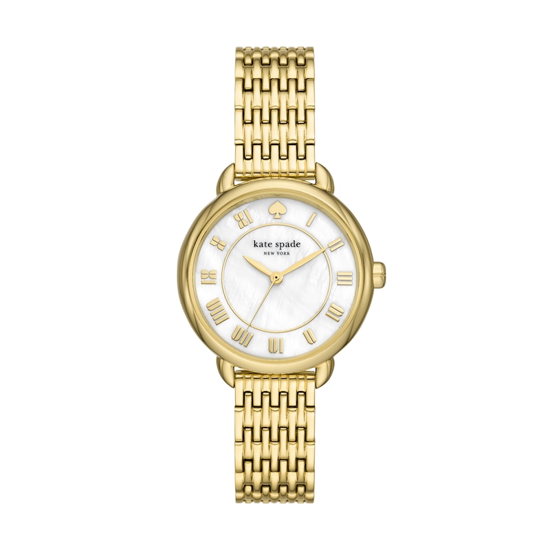 Ladies' Kate Spade Lily Avenue Gold-Tone IP Watch with Mother-of Pearl Dial (Model: KSW1823)