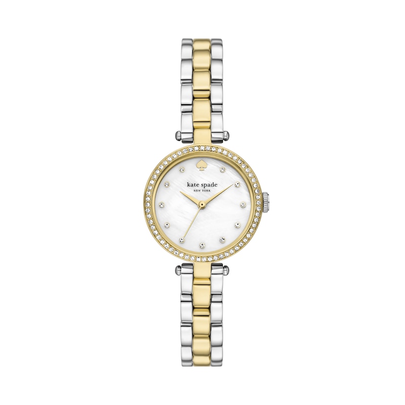 Ladies' Kate Spade Holland Crystal Accent Two-Tone IP Watch with Mother-of Pearl Dial (Model: KSW1824)
