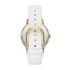 Thumbnail Image 1 of Ladies' Kate Spade Metro Gold-Tone IP White Leather Strap Watch with Flower Motif Dial (Model: KSW1826)