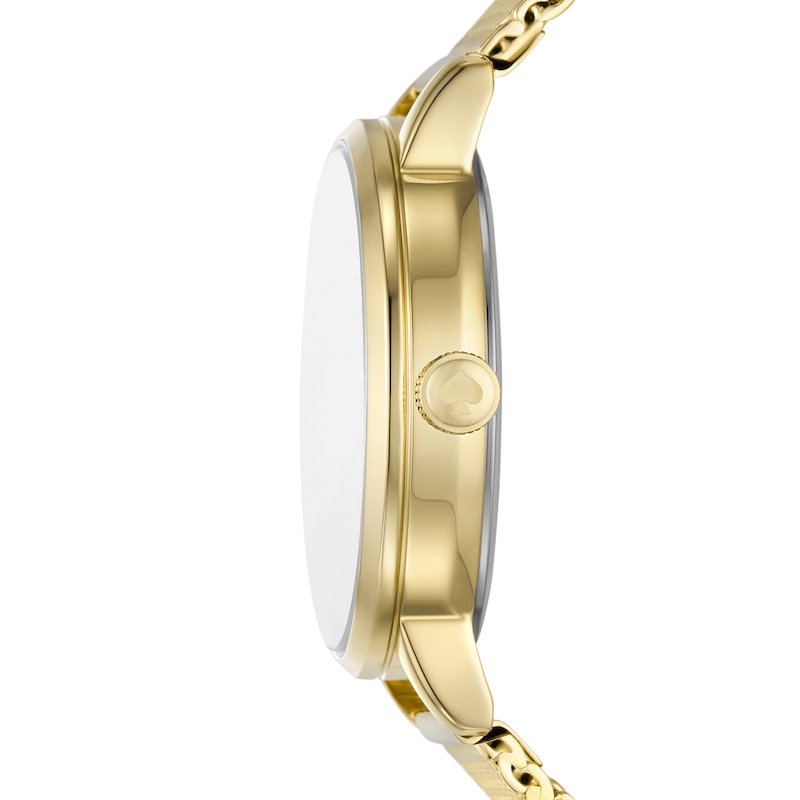Ladies' Kate Spade Metro Gold-Tone IP Mesh Watch with Mother-of Pearl Motif Dial (Model: KSW1827)