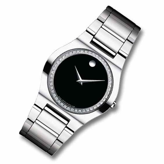 Men's Movado Fiero Watch With Diamond Bezel And Black Dial (Model: 0605768)