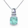Thumbnail Image 0 of Simulated Aquamarine Pendant in Sterling Silver with Lab-Created White Sapphire Accents