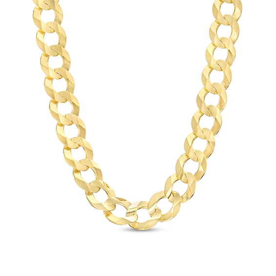 Men's 7.0mm Concave Curb Chain Necklace in Solid 10K Gold - 22"