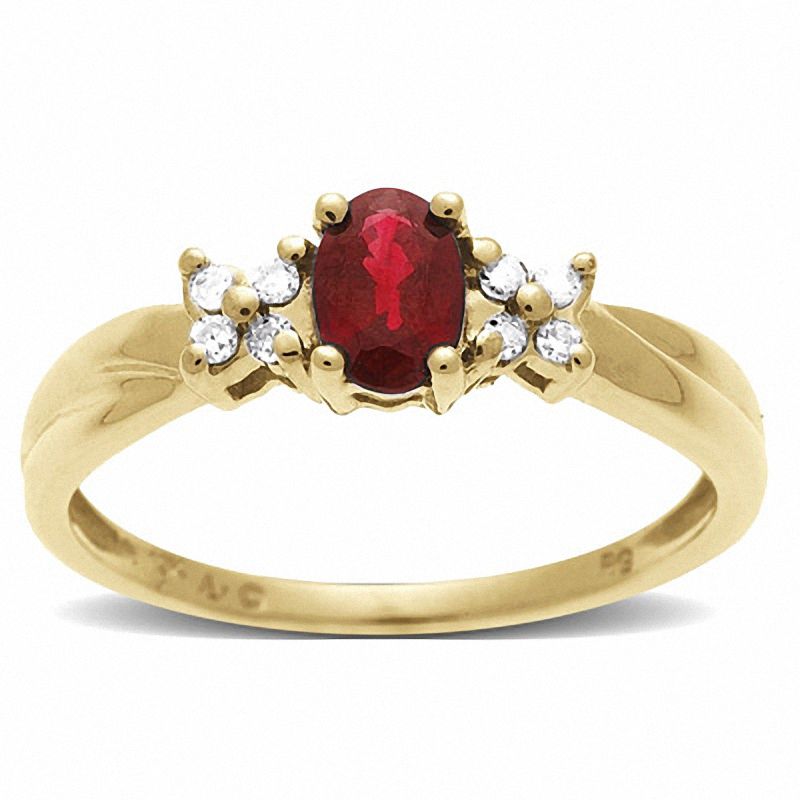 Pear-Shaped Ruby Ring in 10K Gold with Diamond Accents