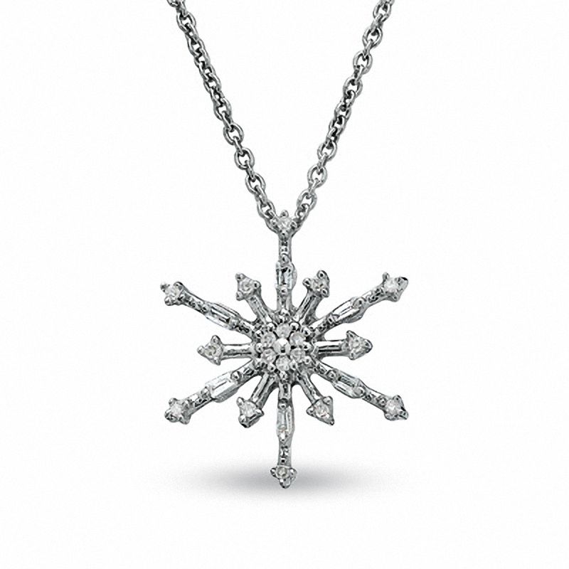 Zales 1/2 Ct. T.W. Diamond Snowflake Pendant in Sterling Silver