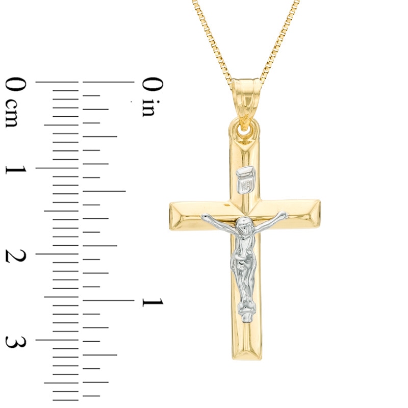 Crucifix Necklace Charm in 14K Two-Tone Gold