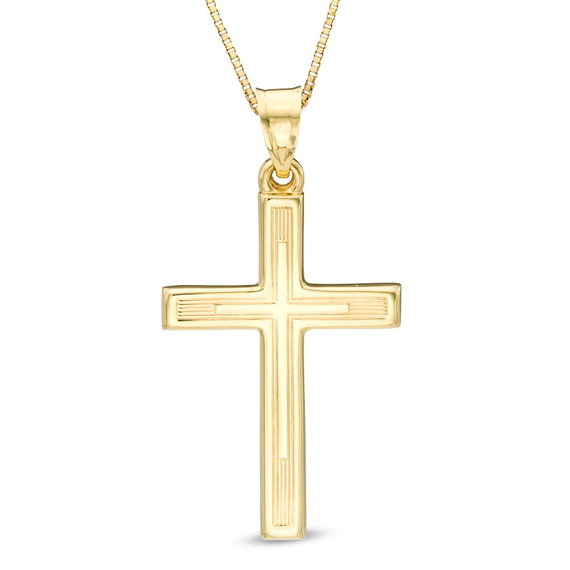 Zales Cross Necklace Charm in 14K Gold