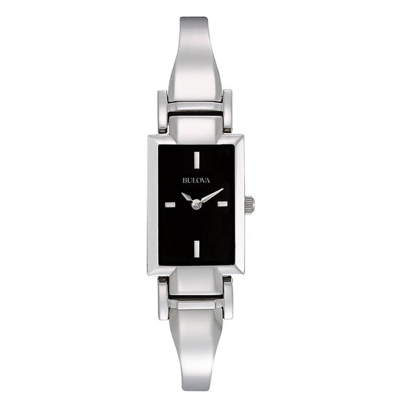 Ladies' Bulova Bangle Watch with Black Rectangle Dial (Model: 96L138 ...