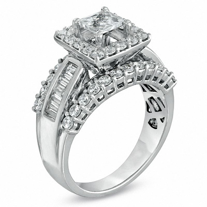 2-5/8 CT. T.W. Princess-Cut Diamond Frame Engagement Ring in 14K White Gold