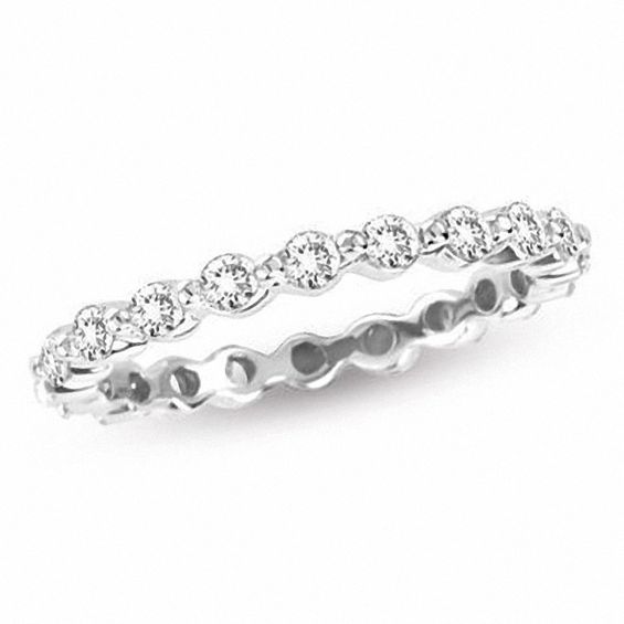 7/8 CT. T.W. Diamond Eternity Bar Wedding Band in 14K White Gold | Zales