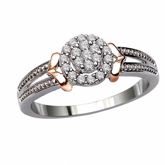 Cherished Promise Collectionâ¢ 1/5 CT. T.w. Diamond Promise Ring in Sterling Silver and 10K Rose Gold