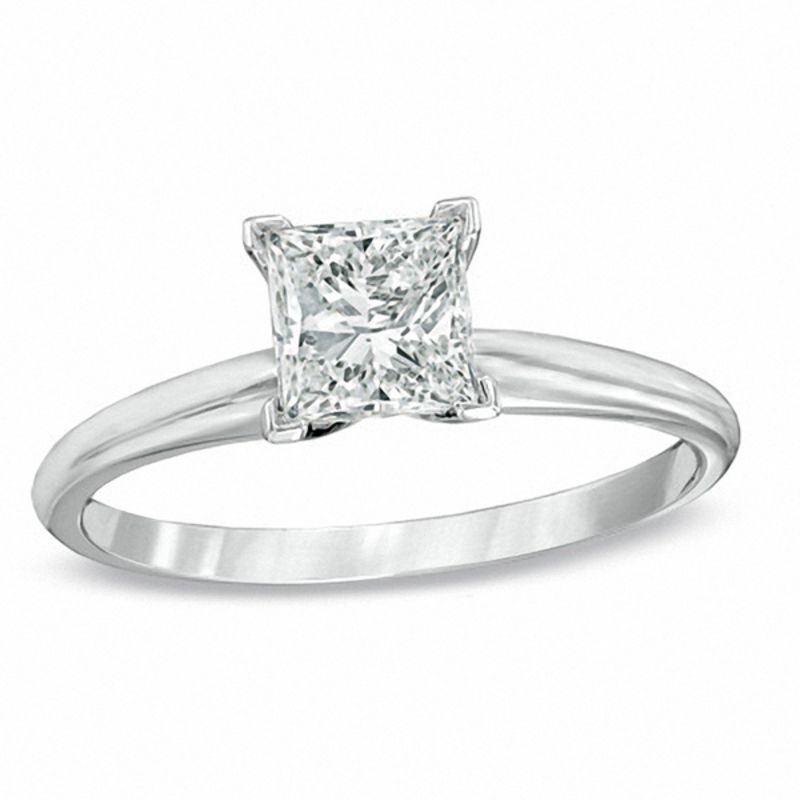1 CT. Princess-Cut Diamond Solitaire Engagement Ring in 14K White Gold  (K/I3) | Zales