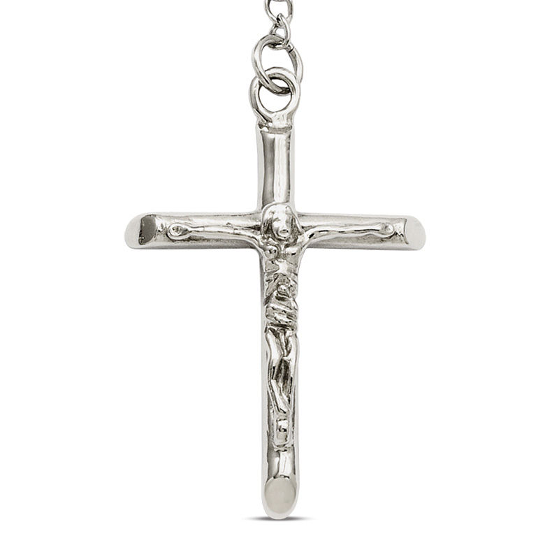 Rosary Necklace in Stainless Steel - 25"