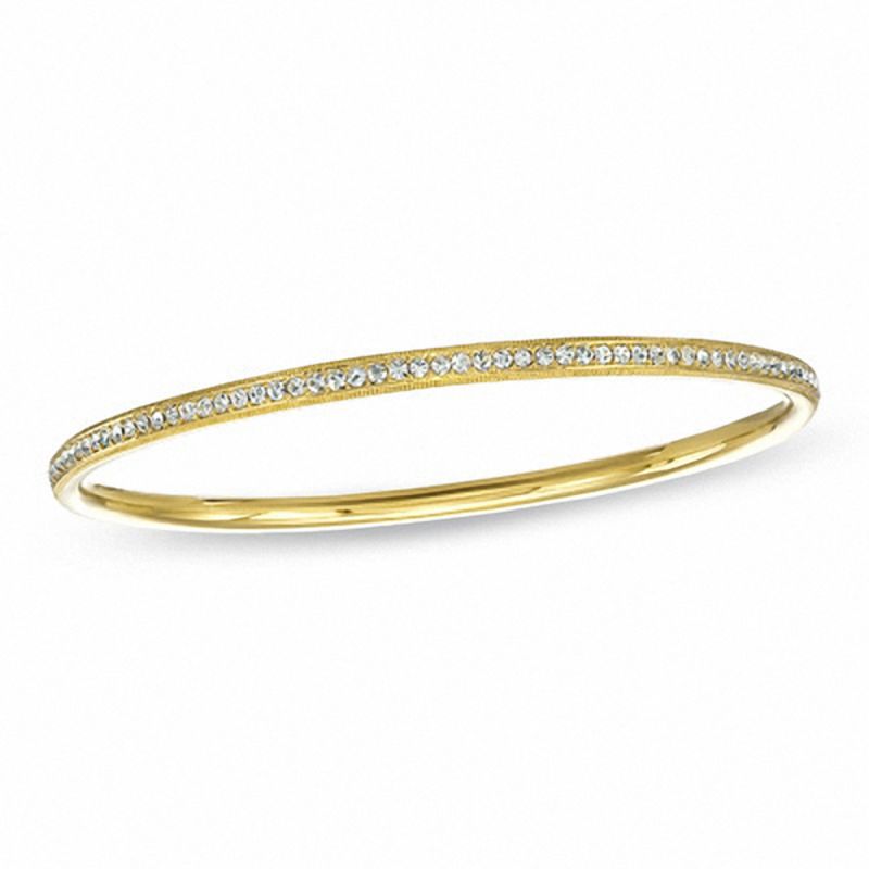 AVA Nadri Crystal Bangle in Brass with 18K Gold Plate - 7.5"