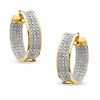 Thumbnail Image 1 of Diamond Accent Huggie Hoop Earrings in Sterling Silver and 18K Gold Plate