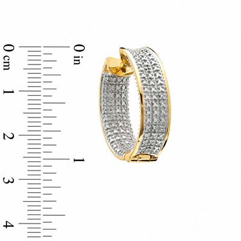 Main Image 2 of Diamond Accent Huggie Hoop Earrings in Sterling Silver and 18K Gold Plate