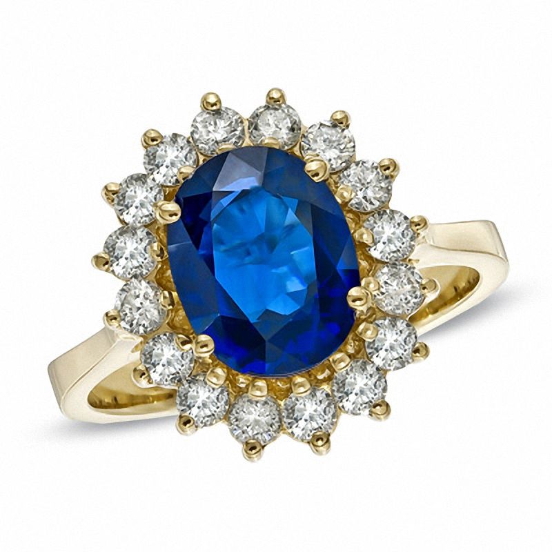Your Stone Your Story™ Oval Blue Sapphire and 5/8 CT. T.W. Diamond ...