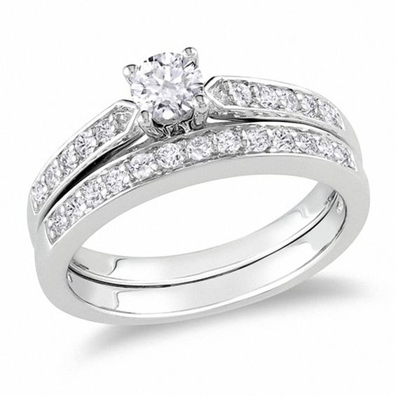 1/2 CT. T.W. Diamond Bridal Set in Sterling Silver | Zales
