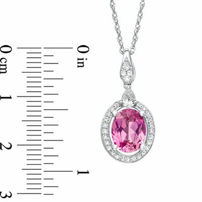 Oval Lab-Created Pink and White Sapphire Pendant in Sterling Silver|Zales