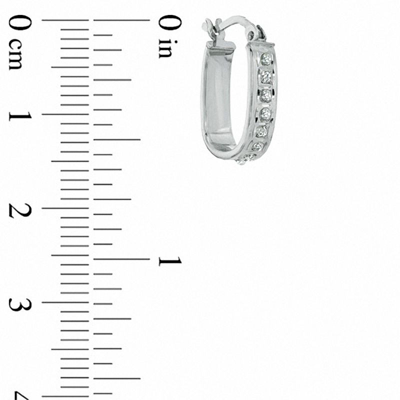 Diamond Fascination™ U-Huggie Hoop Earrings in Sterling Silver with Platinum Plating