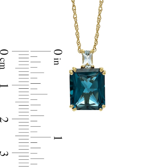 Radiant-Cut London and Sky Blue Topaz Pendant in Sterling Silver with 14K Gold Plate