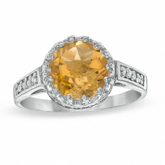 8.0mm Citrine and White Topaz Crown Ring in Sterling Silver | Online ...
