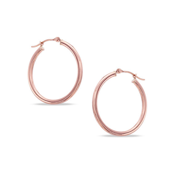 2.0 x 25mm Hoop Earrings in 14K Rose Gold | Rose Gold Earrings ...