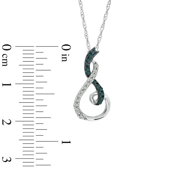 1/6 CT. T.w. Enhanced Blue and White Diamond Curly Pendant in Sterling Silver