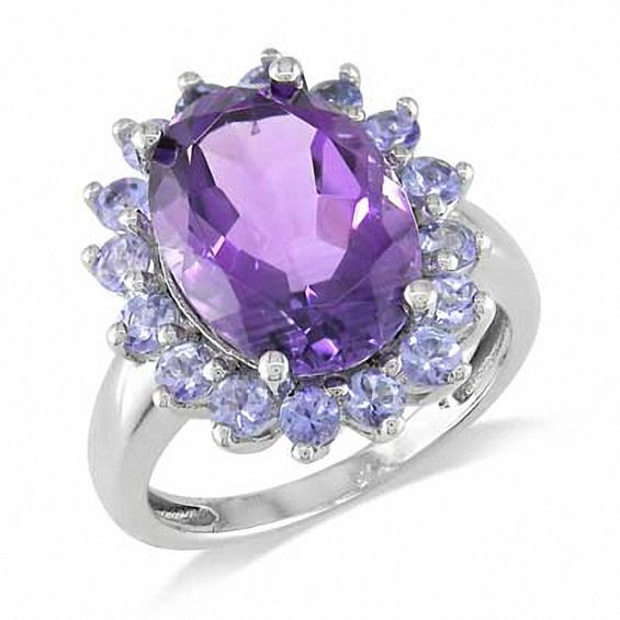 Oval Amethyst and Tanzanite Ring in Sterling Silver | Amethyst February ...