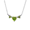 Thumbnail Image 0 of Heart-Shaped Peridot and Diamond Accent Three Stone Necklace in Sterling Silver
