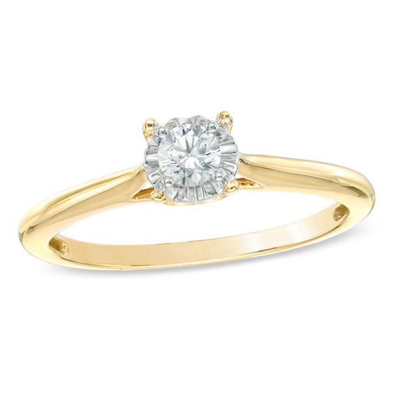 1/5 CT. Diamond Solitaire Engagement Ring in 10K Gold | View All ...