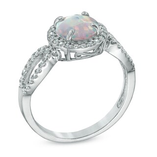 7.0mm Lab-Created Opal and White Sapphire Ring in Sterling Silver | Zales