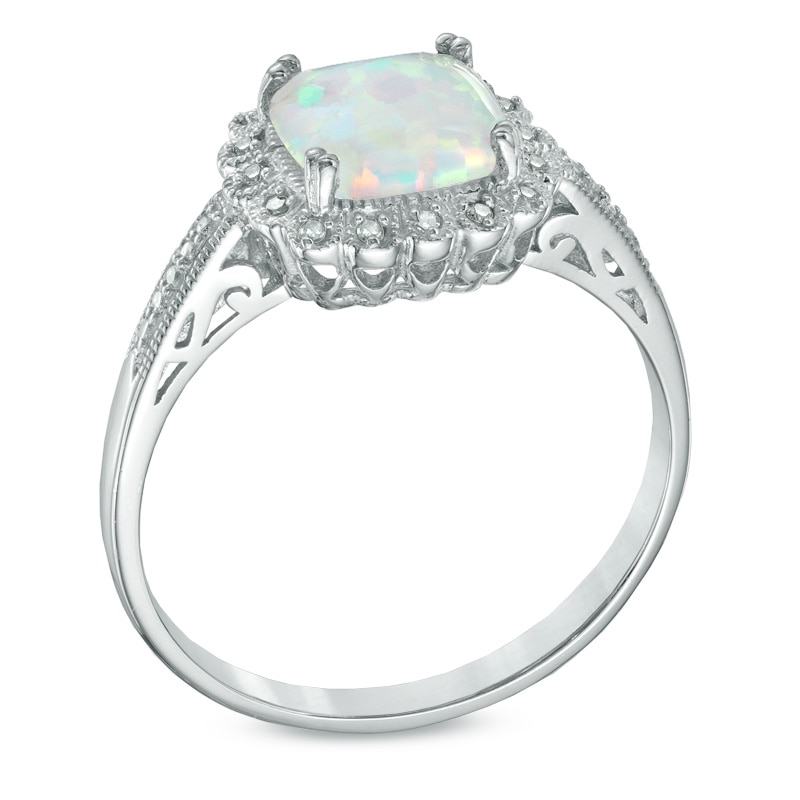 Lab-Created Opal and 1/10 CT. T.W. Diamond Pendant, Ring and Earrings ...