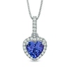 Thumbnail Image 0 of 6.0mm Heart-Shaped Tanzanite and 1/8 CT. T.W. Diamond Pendant in 10K White Gold
