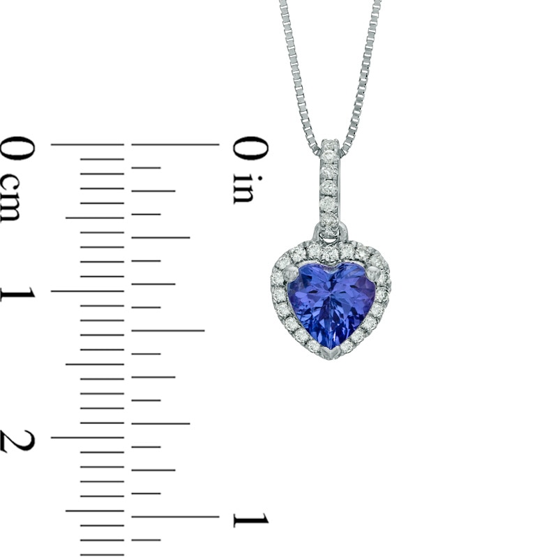 6.0mm Heart-Shaped Tanzanite and 1/8 CT. T.W. Diamond Pendant in 10K White Gold