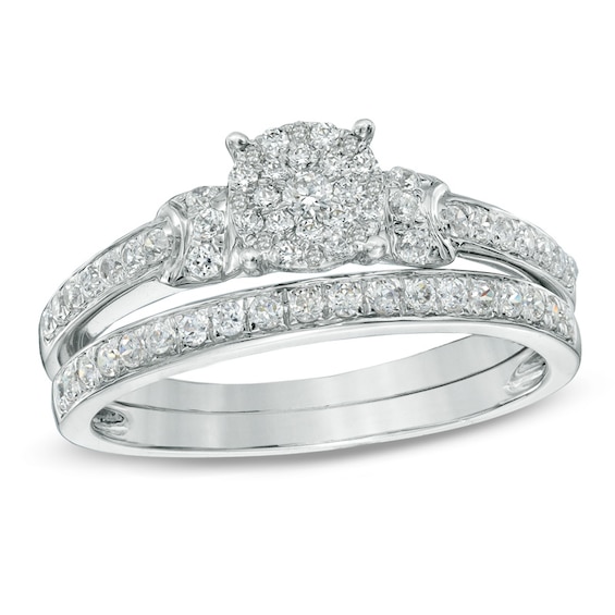 1/2 CT. T.W. Diamond Collar Bridal Set in 14K White Gold | Zales