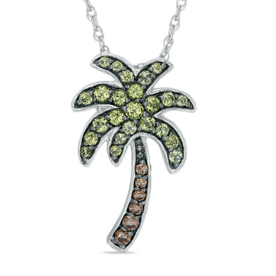 Peridot and Smoky Quartz Palm Tree Pendant in Sterling Silver | Zales