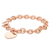 Thumbnail Image 0 of 7.6mm Chunky Link Chain Bracelet with Heart Charm in Sterling Silver with 14K Rose Gold Plate - 7.5"