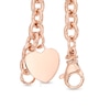 Thumbnail Image 1 of 7.6mm Chunky Link Chain Bracelet with Heart Charm in Sterling Silver with 14K Rose Gold Plate - 7.5"